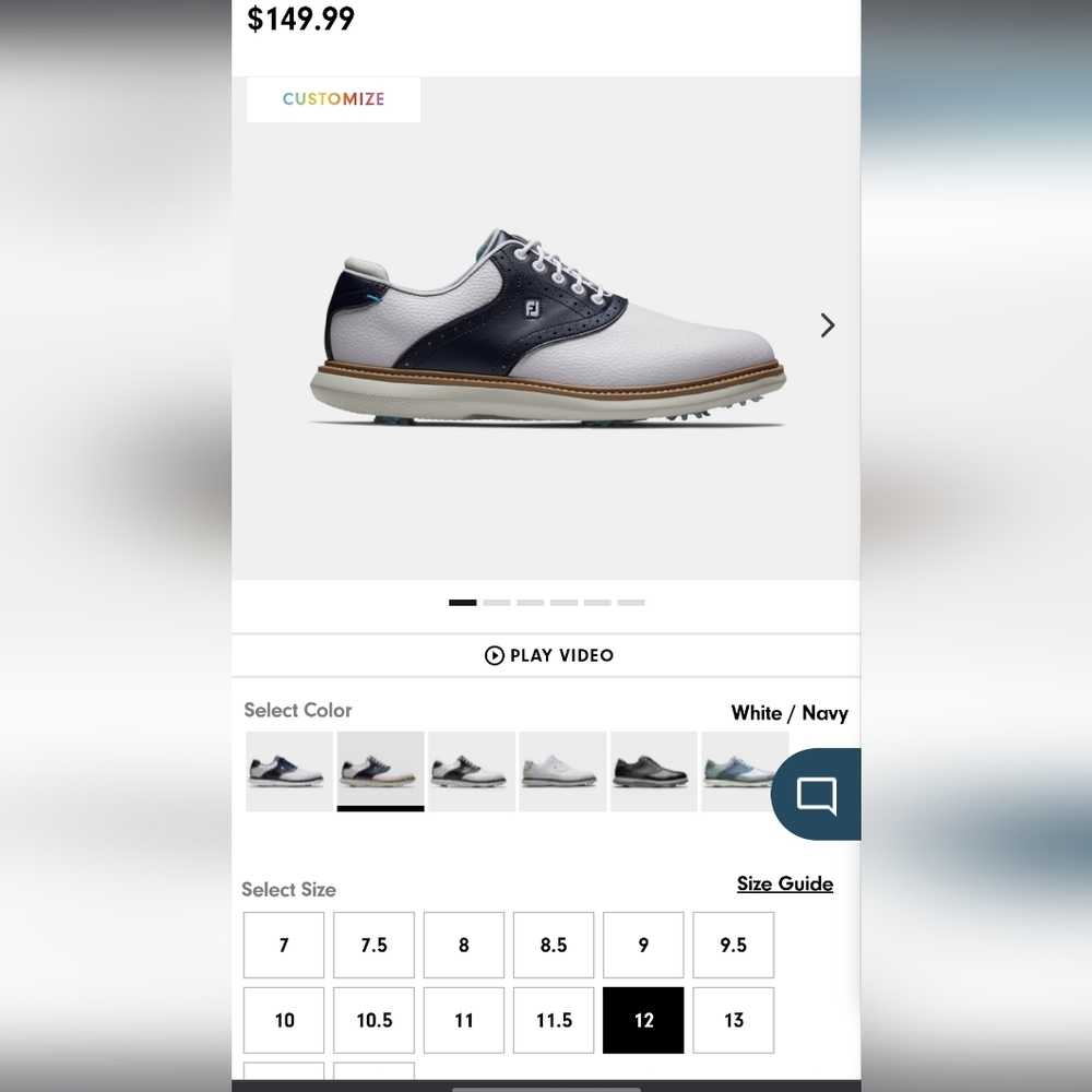 New in box, FootJoy Traditions Golf Shoe Mens 12 Navy and White